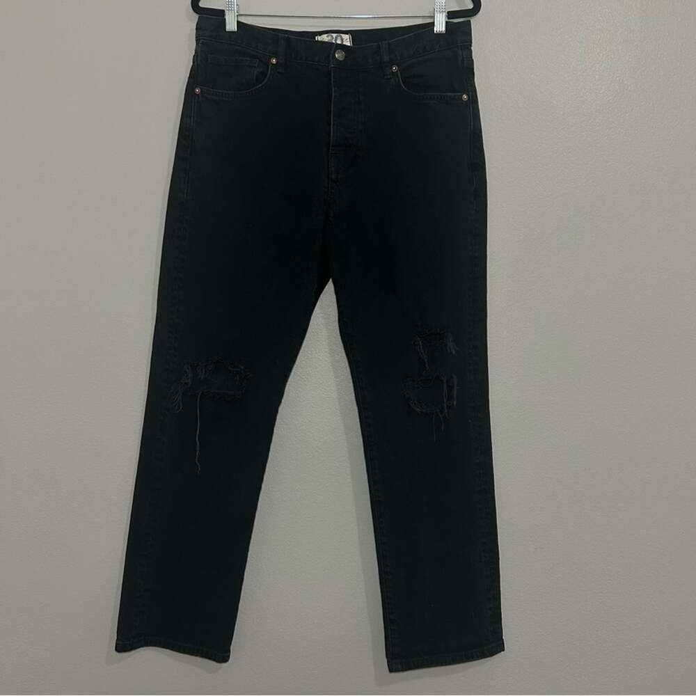 We The Free People Bren Black Magic Button Fly Boyfriend Distressed Jeans Sz 30 - Picture 5 of 13